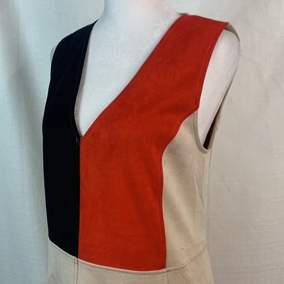 Zara Sleeveless Faux Suede Color Block Dress - Picture 7 of 16